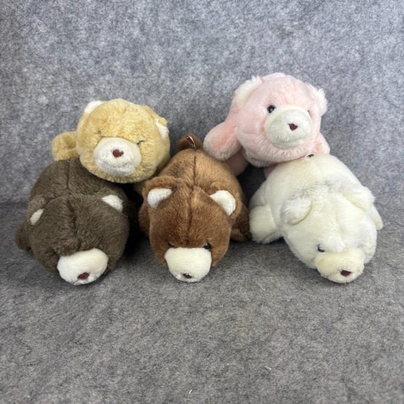 Lot 5 VTG 1980 Gund Snuffles Bear Plush White Brown Pink Butterscotch Teddy 6